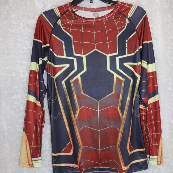 Spiderman long sleeve men's large shirt 88% polyester/12% spandex - Picture 1 of 3